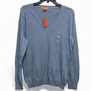 NWT Joe Fresh Men's V-Neck Sweater Light Blue Long Sleeve Size Large Casual Knit